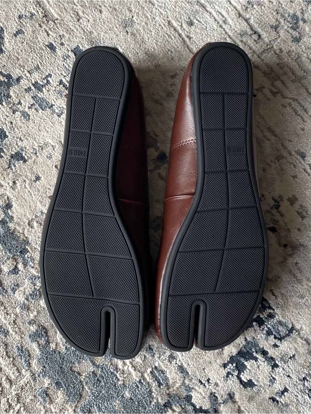 Brown Genuine Leather Tabi Ballet Flats - Picture 6 of 10